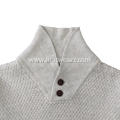 Men's Transferring Stitch Shawl Collar Button Pullover